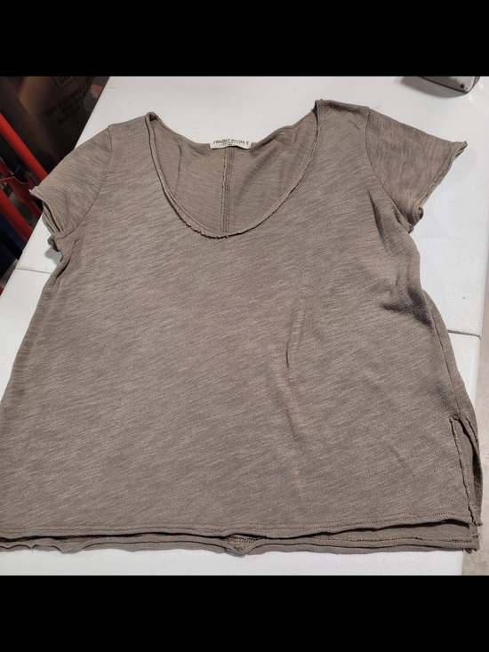 Project Social T Tops - Project Social T Women's Short Sleeve Taupe Scoop Neck Tee